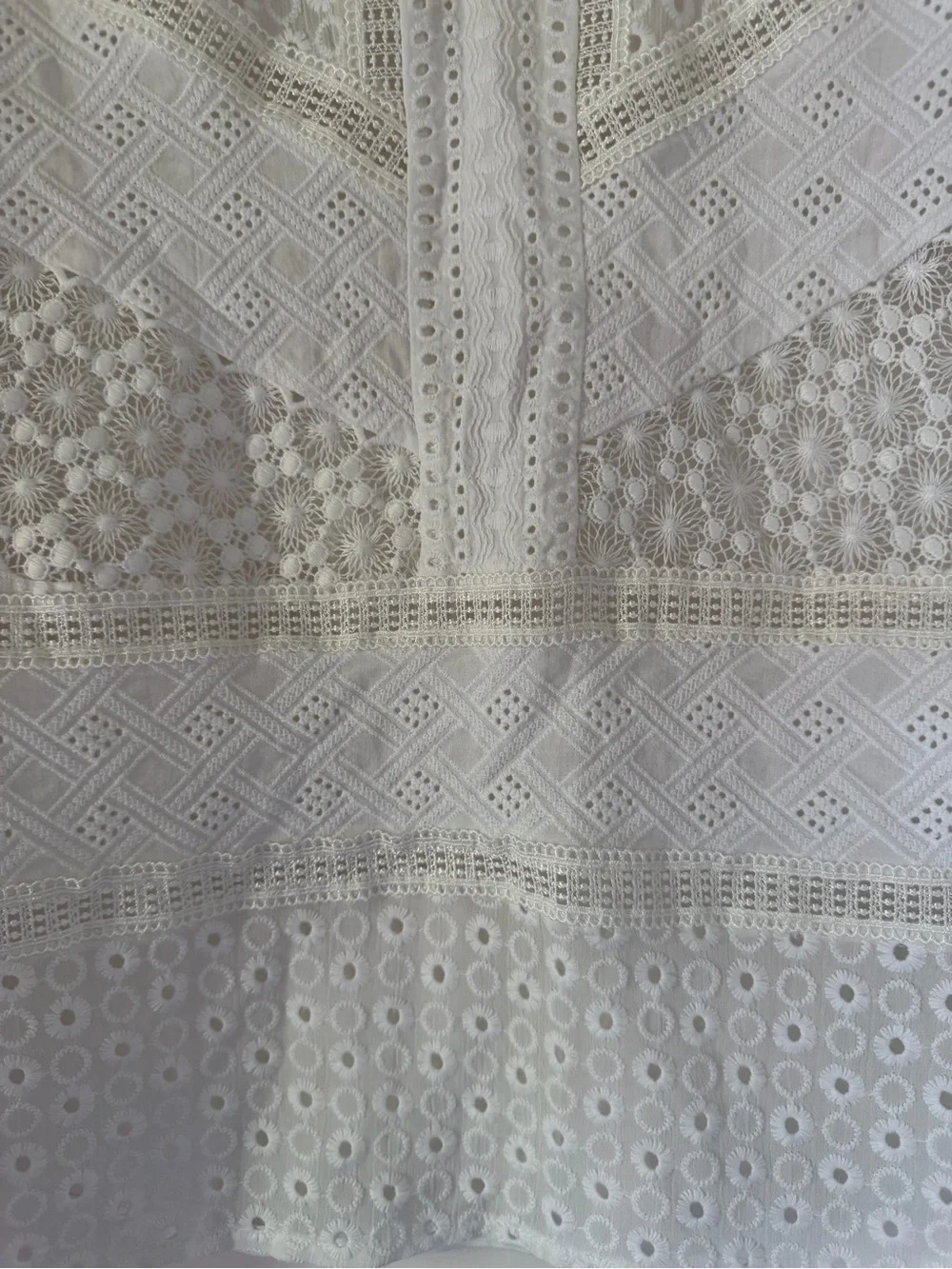 Anthropologie White Eyelet Lace Long-Sleeve Blouse